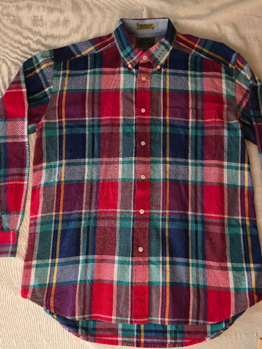 Nautica Planet Earth Vintage Nautica Plaid Button-Down Long Sleeve Shirt Large